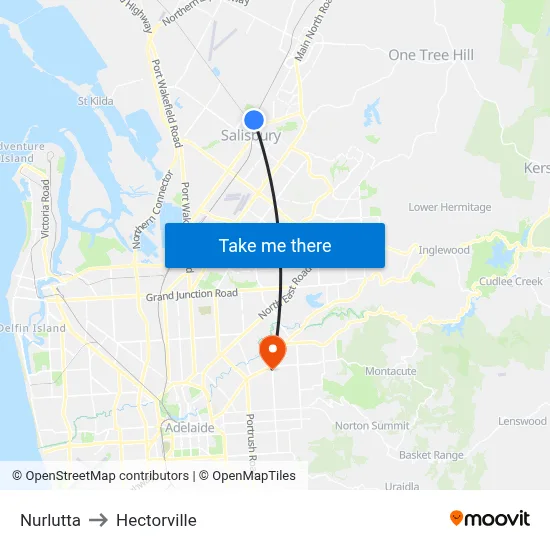 Nurlutta to Hectorville map
