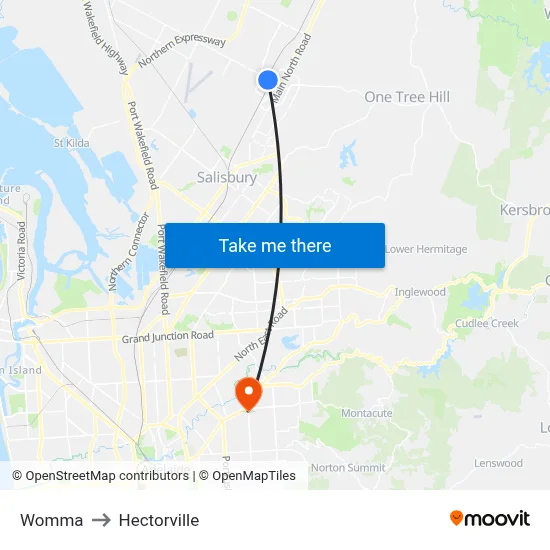 Womma to Hectorville map
