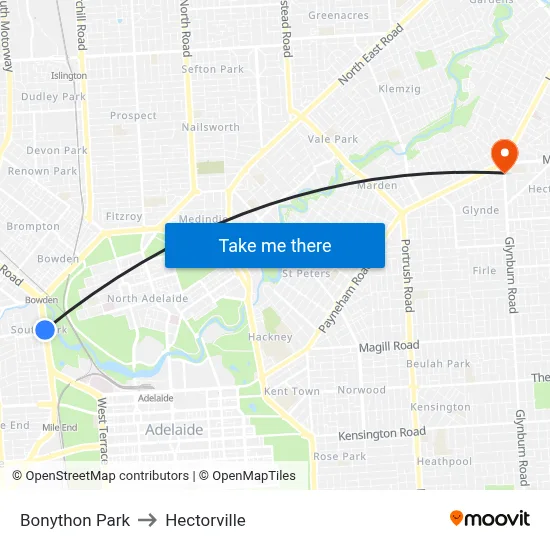 Bonython Park to Hectorville map
