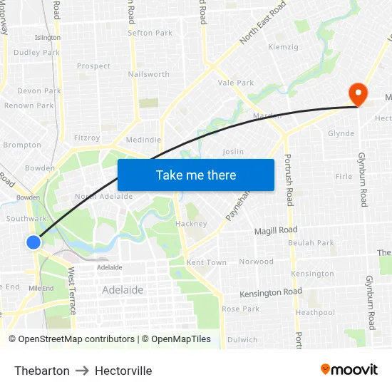 Thebarton to Hectorville map