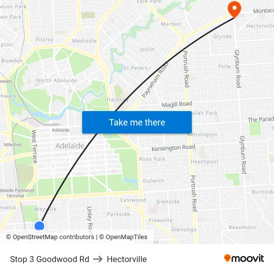 Stop 3 Goodwood Rd to Hectorville map