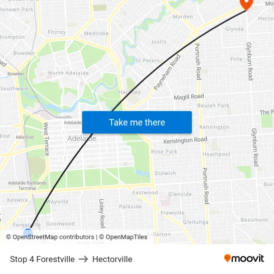 Stop 4 Forestville to Hectorville map