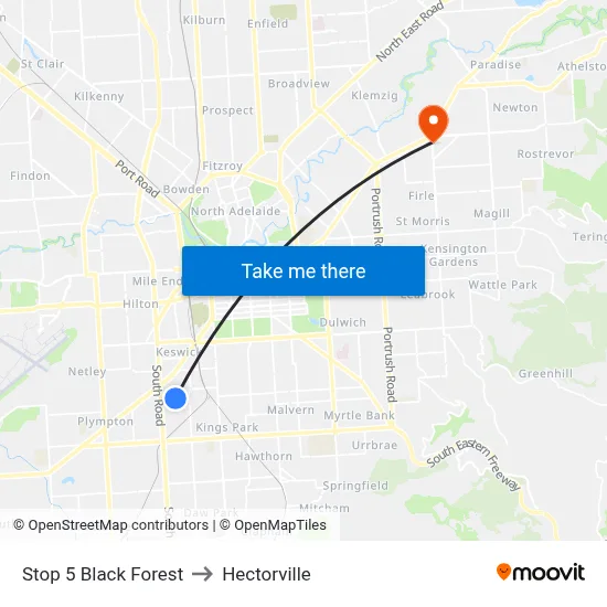Stop 5 Black Forest to Hectorville map
