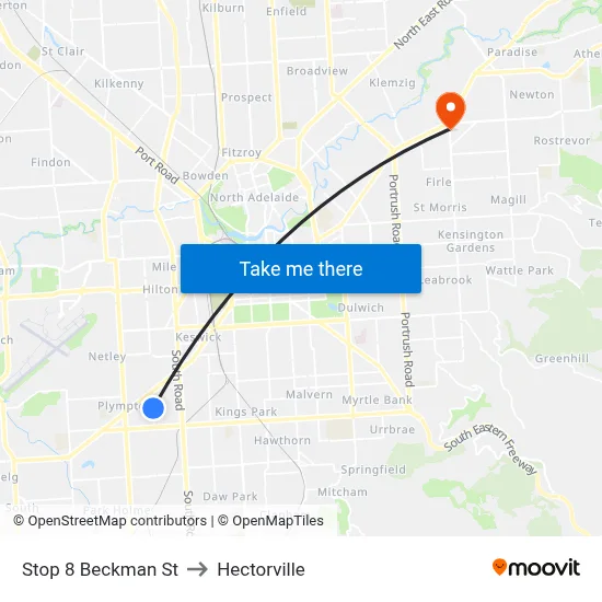 Stop 8 Beckman St to Hectorville map