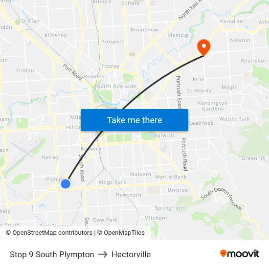 Stop 9 South Plympton to Hectorville map