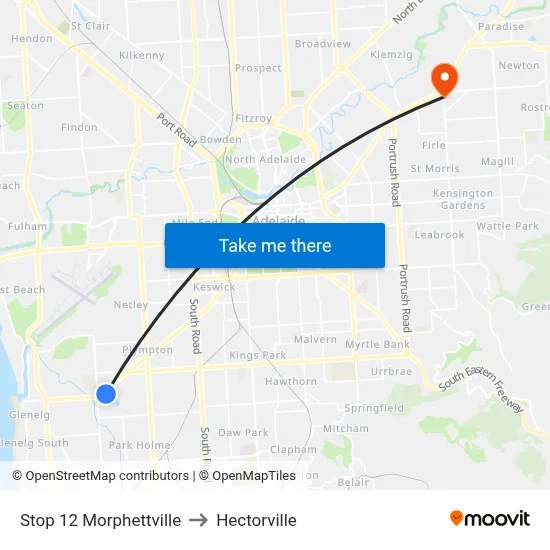 Stop 12 Morphettville to Hectorville map