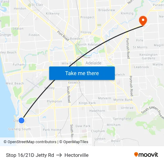 Stop 16/21D Jetty Rd to Hectorville map