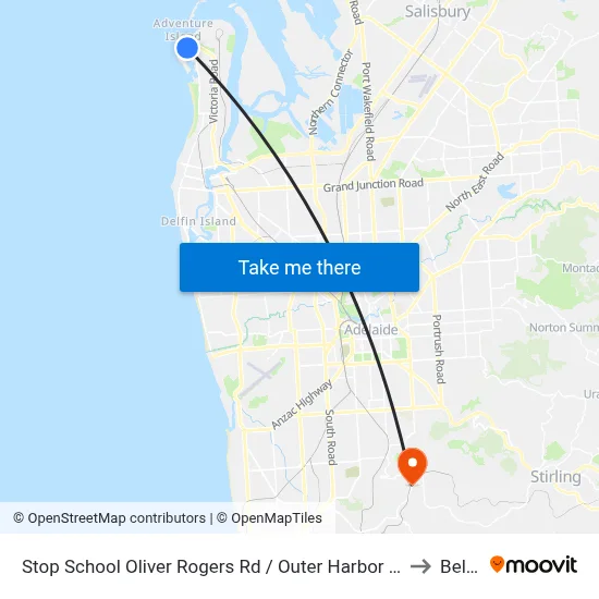 Stop School Oliver Rogers Rd / Outer Harbor Railway to Belair map