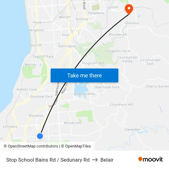 Stop School Bains Rd / Sedunary Rd to Belair map