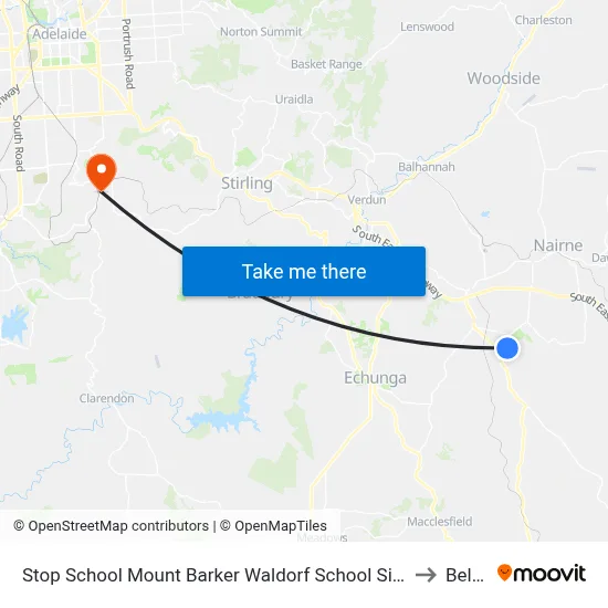 Stop School Mount Barker Waldorf School Sims Rd to Belair map