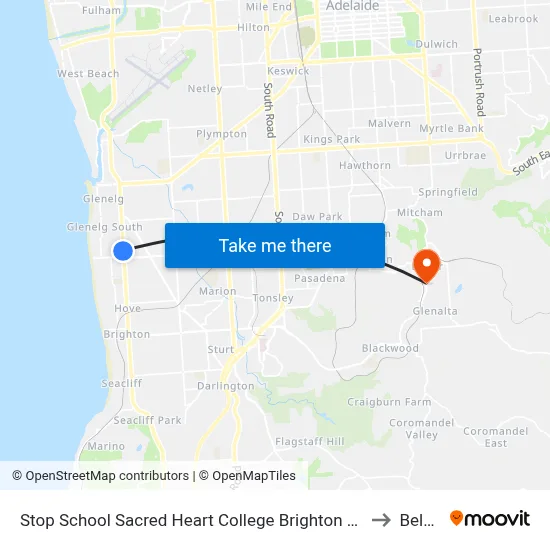 Stop School Sacred Heart College Brighton Rd to Belair map