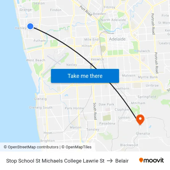 Stop School St Michaels College Lawrie St to Belair map
