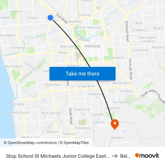 Stop School St Michaels Junior College East Av to Belair map