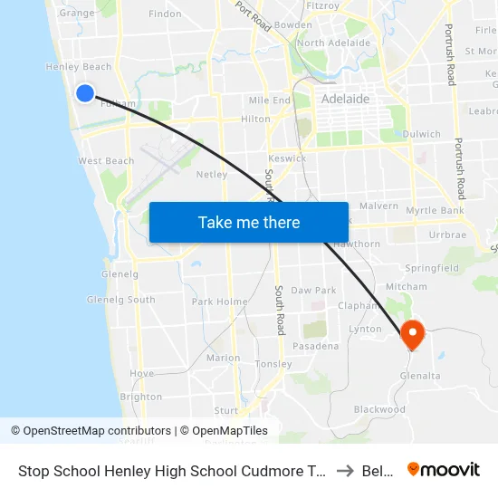 Stop School Henley High School Cudmore Tce to Belair map