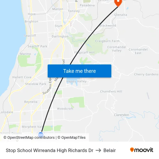 Stop School Wirreanda High Richards Dr to Belair map