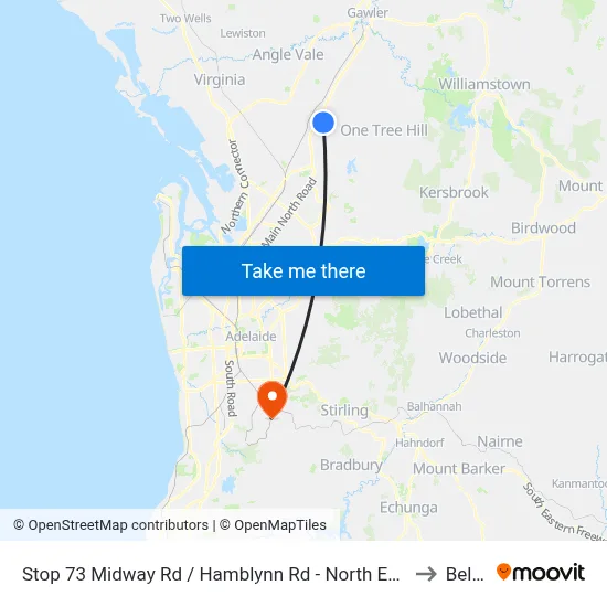 Stop 73 Midway Rd / Hamblynn Rd - North East side to Belair map