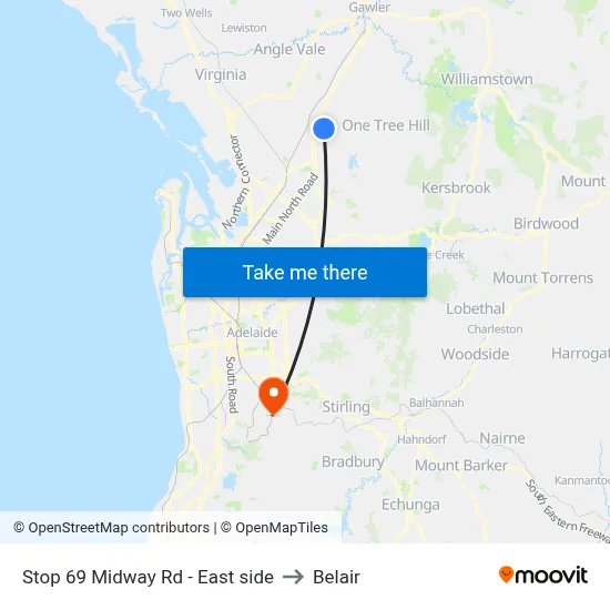 Stop 69 Midway Rd - East side to Belair map
