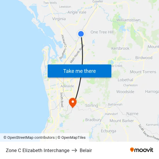 Zone C Elizabeth Interchange to Belair map