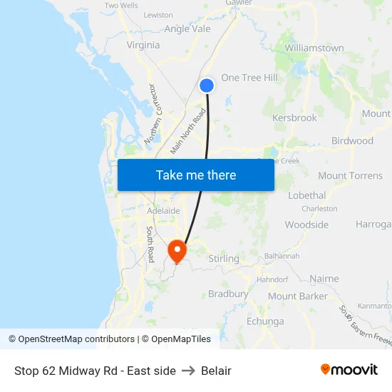 Stop 62 Midway Rd - East side to Belair map