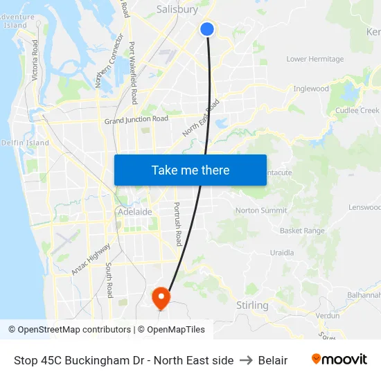 Stop 45C Buckingham Dr - North East side to Belair map