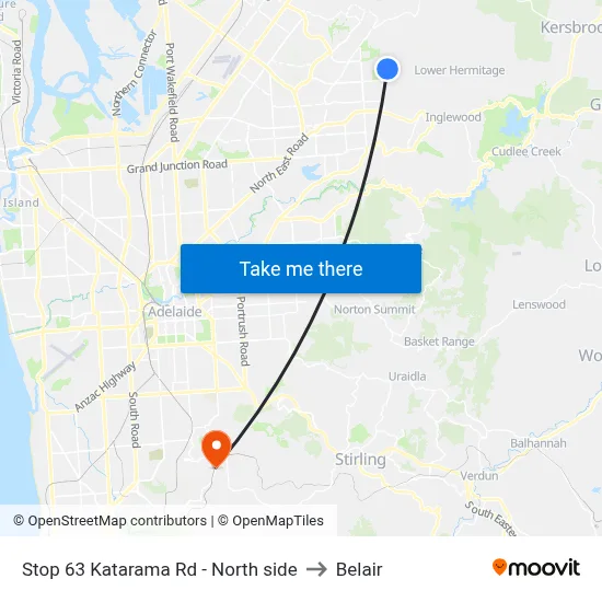 Stop 63 Katarama Rd - North side to Belair map