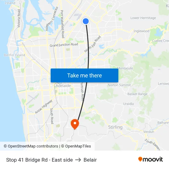 Stop 41 Bridge Rd - East side to Belair map