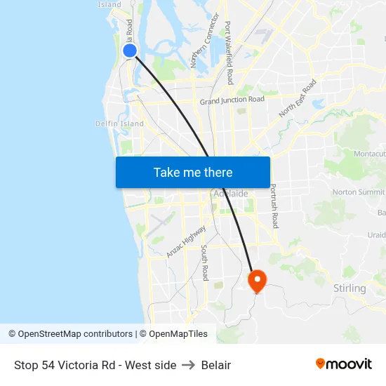 Stop 54 Victoria Rd - West side to Belair map