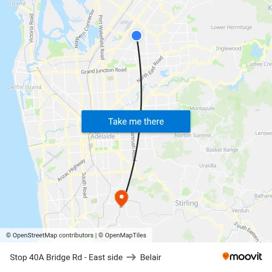 Stop 40A Bridge Rd - East side to Belair map