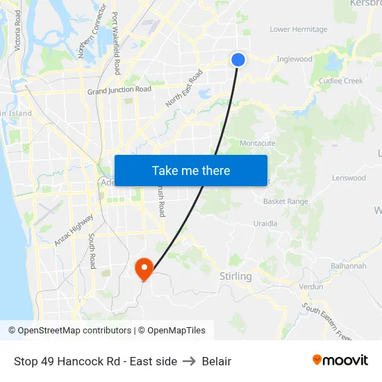 Stop 49 Hancock Rd - East side to Belair map