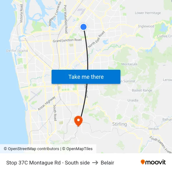 Stop 37C Montague Rd - South side to Belair map