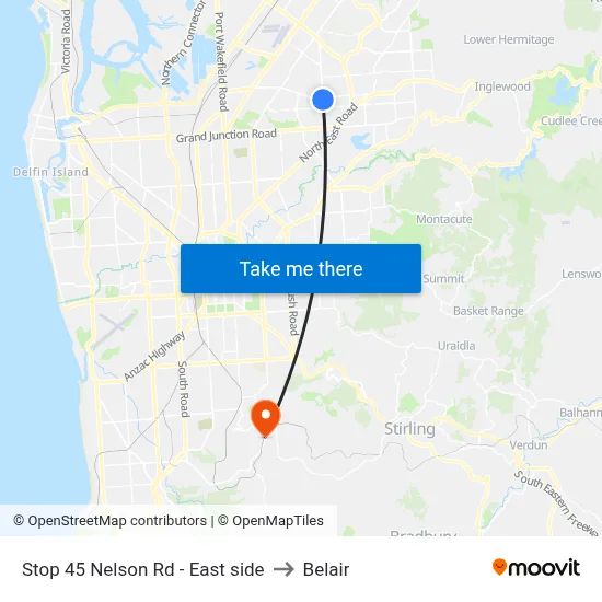 Stop 45 Nelson Rd - East side to Belair map