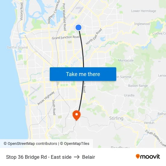 Stop 36 Bridge Rd - East side to Belair map