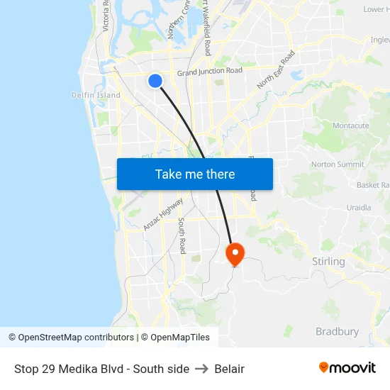 Stop 29 Medika Blvd - South side to Belair map