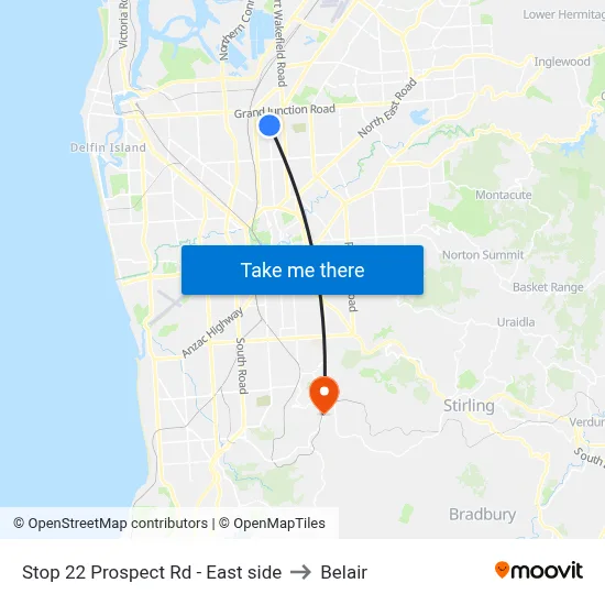 Stop 22 Prospect Rd - East side to Belair map