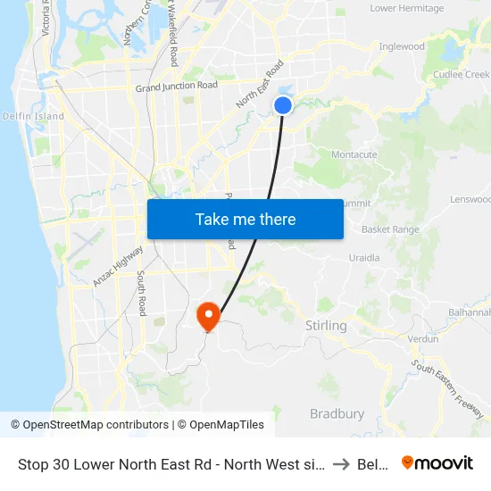 Stop 30 Lower North East Rd - North West side to Belair map