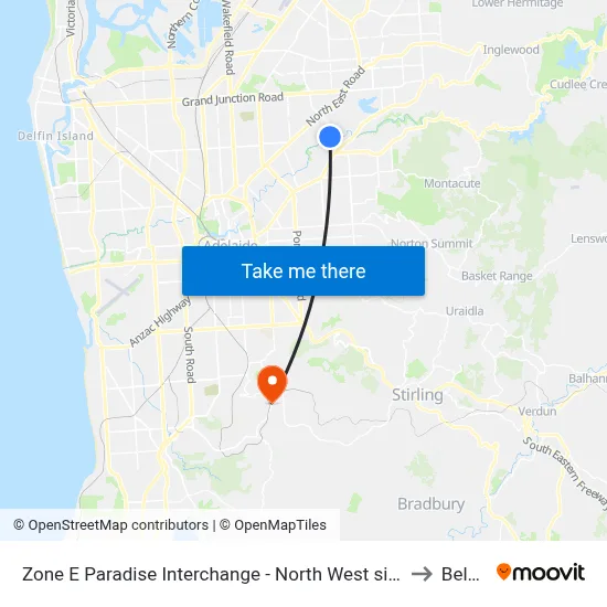Zone E Paradise Interchange - North West side to Belair map