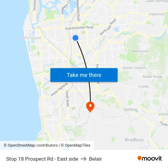 Stop 18 Prospect Rd - East side to Belair map