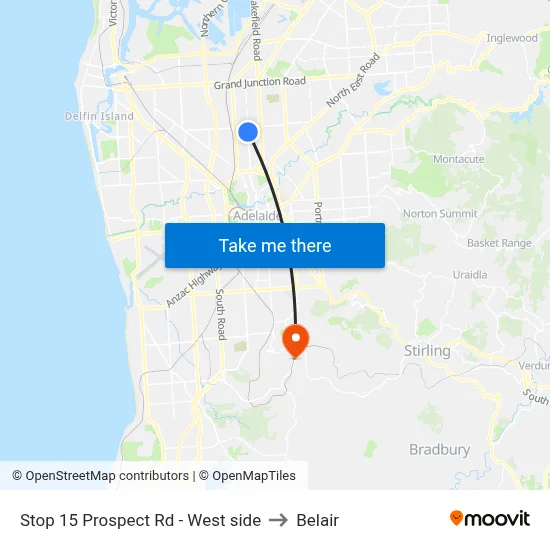 Stop 15 Prospect Rd - West side to Belair map