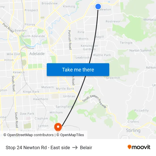Stop 24 Newton Rd - East side to Belair map