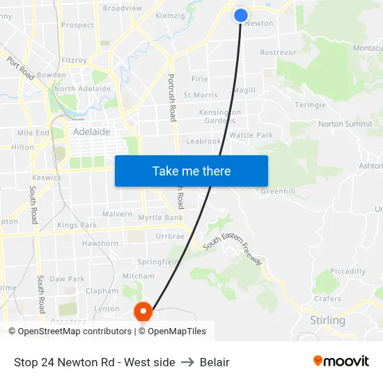 Stop 24 Newton Rd - West side to Belair map