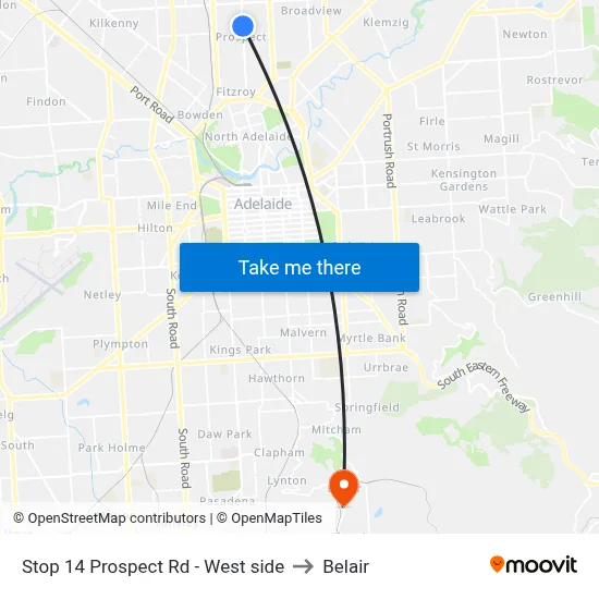 Stop 14 Prospect Rd - West side to Belair map