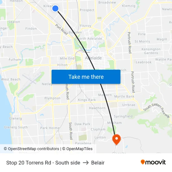 Stop 20 Torrens Rd - South side to Belair map