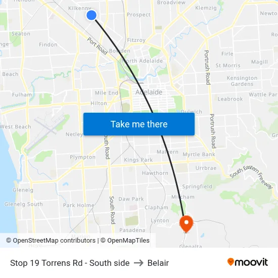 Stop 19 Torrens Rd - South side to Belair map