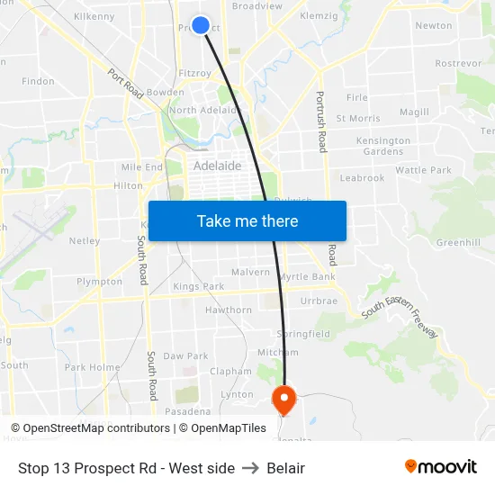 Stop 13 Prospect Rd - West side to Belair map