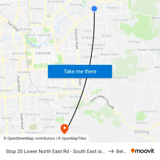Stop 20 Lower North East Rd - South East side to Belair map
