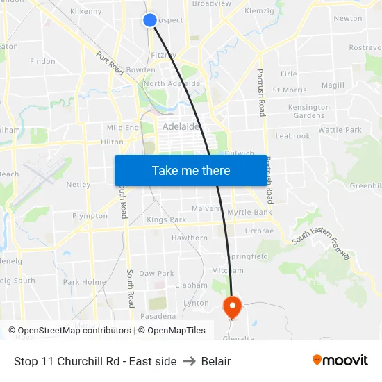 Stop 11 Churchill Rd - East side to Belair map