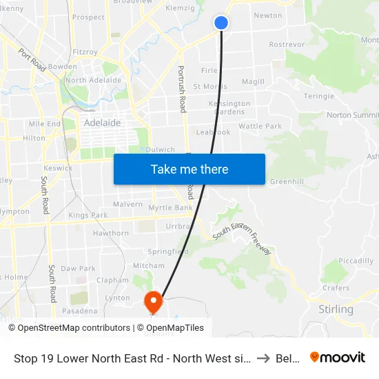 Stop 19 Lower North East Rd - North West side to Belair map