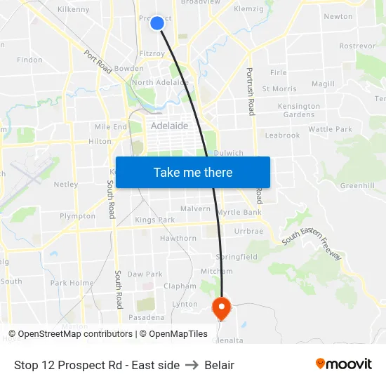 Stop 12 Prospect Rd - East side to Belair map