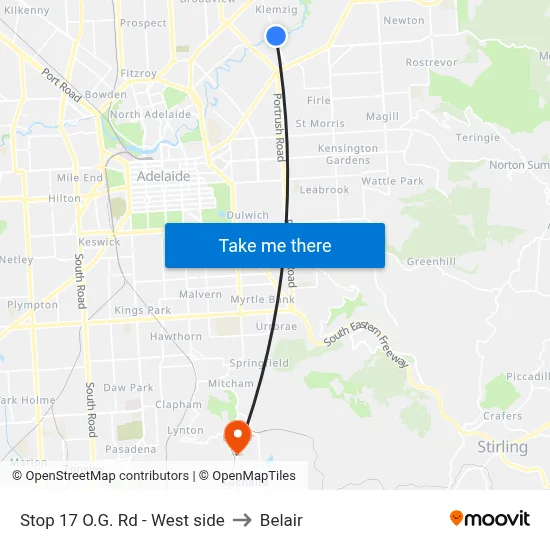 Stop 17 O.G. Rd - West side to Belair map