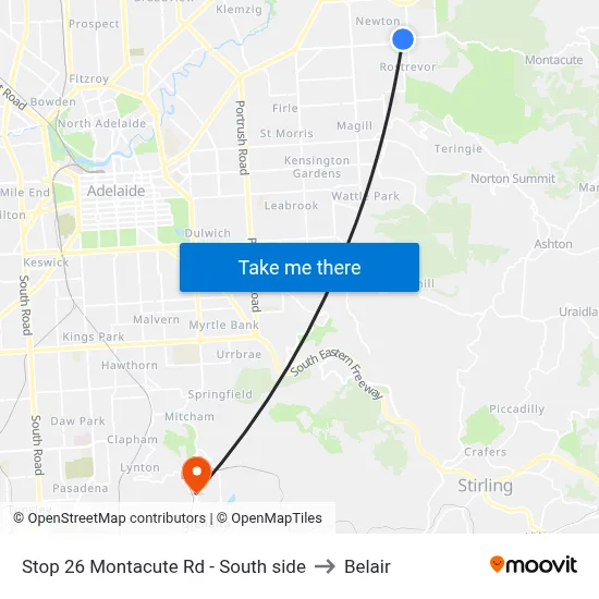 Stop 26 Montacute Rd - South side to Belair map